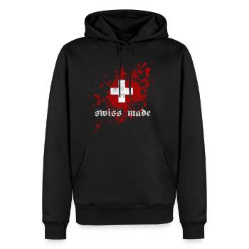 swiss made - Sweat à capuche Premium bio Homme - noir - Devant - Nico (187cm)