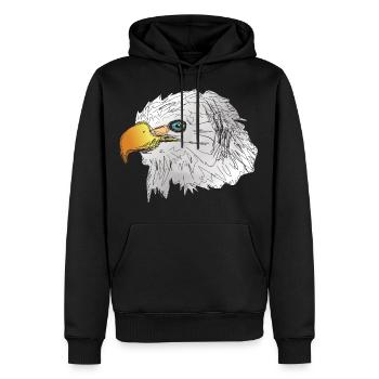 Adler Kopf mit Schnabel großer Kopf - Männer Premium Bio Hoodie - Schwarz - Vorne - Nico (187cm)