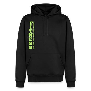 Fitness - Männer Premium Bio Hoodie - Schwarz - Vorne - Nico (187cm)