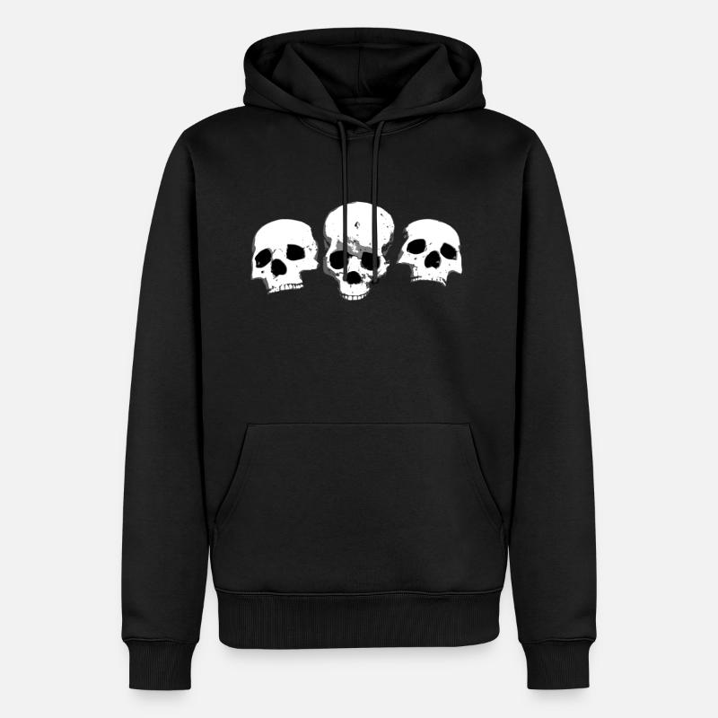 Three Halloween Skulls - Männer Premium Bio Hoodie - Schwarz