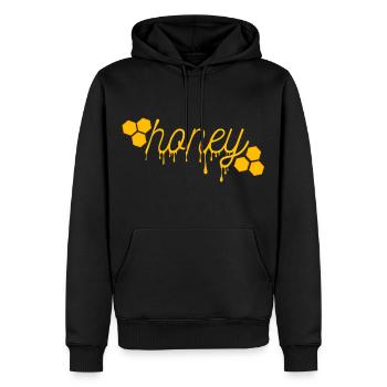 Miel chemise ● miel carrelé ● Cadeau - Sweat à capuche Premium bio Homme - noir - Devant - Nico (187cm)