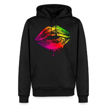 LGBTQ / Gay / Lesbian / Lip Mouth Kiss - Sweat à capuche Premium bio Homme - noir - Devant - Nico (187cm)
