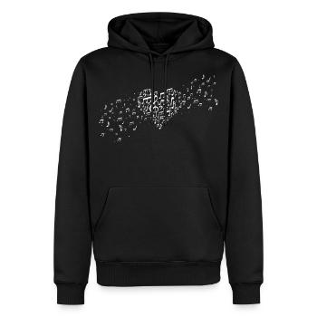 Notes de musique de coeur j'aime la musique - Sweat à capuche Premium bio Homme - noir - Devant - Nico (187cm)