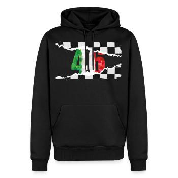Moto, 46, Racing, Sport automobile - Sweat à capuche Premium bio Homme - noir - Devant - Nico (187cm)