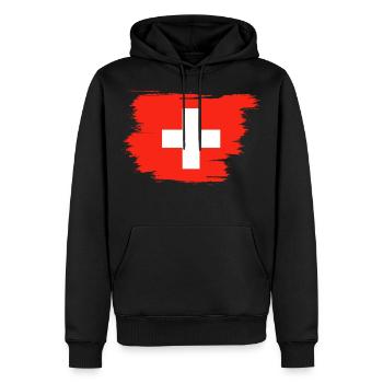 Suisse Drapeau - Sweat à capuche Premium bio Homme - noir - Devant - Nico (187cm)