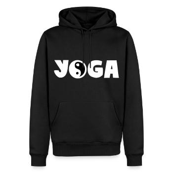 YOGA YIN YANG - Männer Premium Bio Hoodie - Schwarz - Vorne - Nico (187cm)