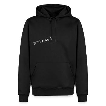 PRINTED— Bedruckt Statement - weiß - Männer Premium Bio Hoodie - Schwarz - Vorne - Nico (187cm)
