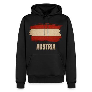 Drapeau grunge autrichien, fierté autrichienne - Sweat à capuche Premium bio Homme - noir - Devant - Nico (187cm)