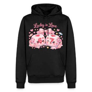 Valentinstag Würfel 67 Six Seven Meme Lustig - Männer Premium Bio Hoodie - Schwarz - Vorne - Nico (187cm)