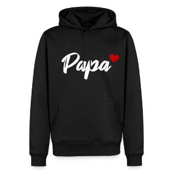 Papa Heart Cher Père - Sweat à capuche Premium bio Homme - noir - Devant - Nico (187cm)