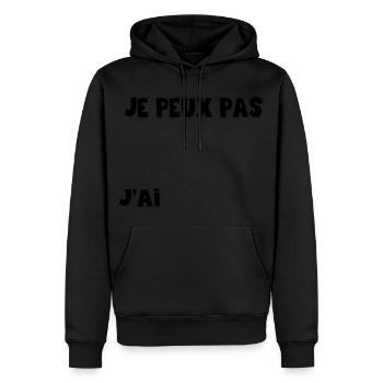 je peux pas j'ai ajoute tes mots - Sweat à capuche Premium bio Homme - noir - Devant - Nico (187cm)