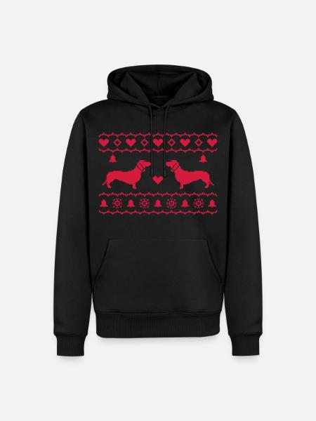 X-Mas Dackel - Männer Premium Bio Hoodie - Schwarz
