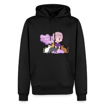 crazy cat lady - Sweat à capuche Premium bio Homme - noir - Devant - Nico (187cm)