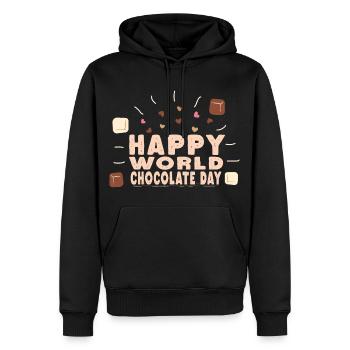Happy world chocolate day - Men’s Premium Organic Hoodie - black - Front - Nico (187cm)