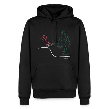 Snowboard stick man, woman in the Alps - Men’s Premium Organic Hoodie - black - Front - Nico (187cm)
