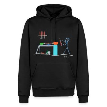 Figures de bâton de tournage, travail de l'artisanat du bois - Sweat à capuche Premium bio Homme - noir - Devant - Nico (187cm)