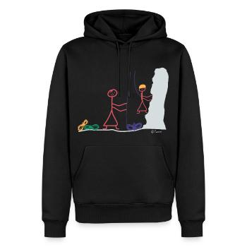 Climbing wall stick figure free climbing sport woman - Men’s Premium Organic Hoodie - black - Front - Nico (187cm)