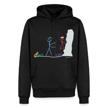 mur d'escalade - Sweat à capuche Premium bio Homme - noir - Devant - Nico (187cm)