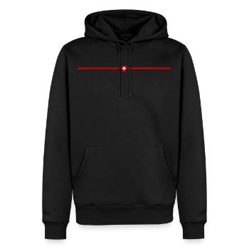Schweiz - Männer Premium Bio Hoodie - Schwarz - Vorne - Nico (187cm)