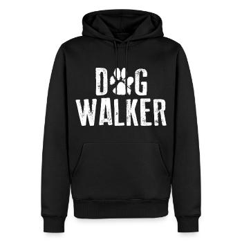 DOG WALKER Hundepfote Gassi Motto - Männer Premium Bio Hoodie - Schwarz - Vorne - Nico (187cm)