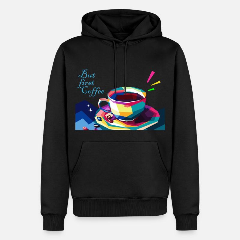 But first Coffee - Männer Premium Bio Hoodie - Schwarz