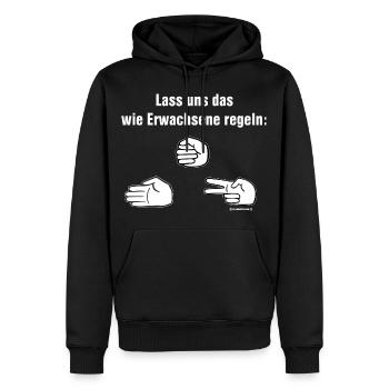 FUN - FliFlaFlu Schere Stein Papier wie Erwachsene - Männer Premium Bio Hoodie - Schwarz - Vorne - Nico (187cm)