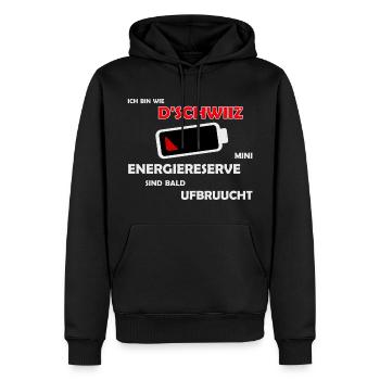 Wie die Schweiz: Energiereserven aufgebraucht - Männer Premium Bio Hoodie - Schwarz - Vorne - Nico (187cm)
