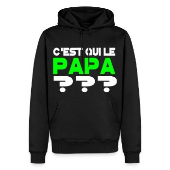 C'est qui le papa 2 - Sweat à capuche Premium bio Homme - noir - Devant - Nico (187cm)
