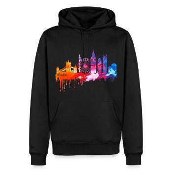 London Skyline Shirt - Männer Premium Bio Hoodie - Schwarz - Vorne - Nico (187cm)