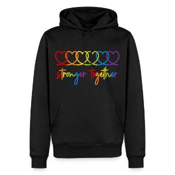 Rainbow Hearts Plus forts ensemble Mois de la fierté - Sweat à capuche Premium bio Homme - noir - Devant - Nico (187cm)