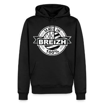 Bretagne - Made in Breizh - Sweat à capuche Premium bio Homme - noir - Devant - Nico (187cm)