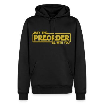 Que la précommande soit avec vous - Précommande - Sweat à capuche Premium bio Homme - noir - Devant - Nico (187cm)