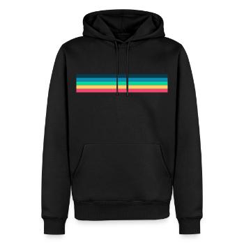 Retro Streifen Design in Vintage Farben - Männer Premium Bio Hoodie - Schwarz - Vorne - Nico (187cm)