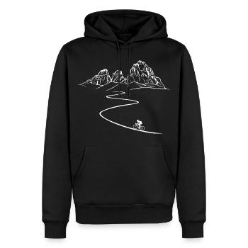 Dolomites Road Bike, Three Peaks, Road Cyclists, Cycling - Men’s Premium Organic Hoodie - black - Front - Nico (187cm)