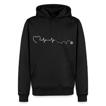 Tennisliebe: Tennisfan Herzschlag zum Ball - Männer Premium Bio Hoodie - Schwarz - Vorne - Nico (187cm)