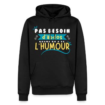 Pas besoin d'abdos quand on a de l'humour ! - Sweat à capuche Premium bio Homme - noir - Devant - Nico (187cm)