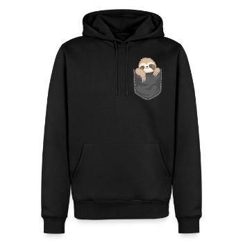 Sweet sloth in breast pocket - Men’s Premium Organic Hoodie - black - Front - Nico (187cm)