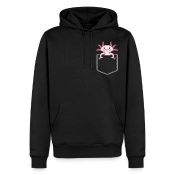 Axolotl in Tasche Kawaii Schwanzlurch - Männer Premium Bio Hoodie - Schwarz - Vorne - Nico (187cm)