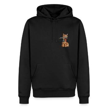 Samurai Katana, die Katze des Krieges, Tatto Katze - Männer Premium Bio Hoodie - Schwarz - Vorne - Nico (187cm)
