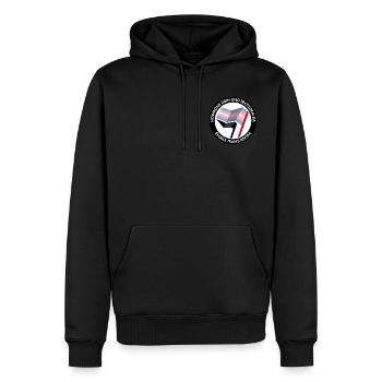 Hormone drin und trotzdm da – stabile trans Antifa - Männer Premium Bio Hoodie - Schwarz - Vorne - Nico (187cm)