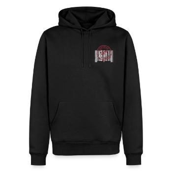 Certified Human - Men’s Premium Organic Hoodie - black - Front - Nico (187cm)