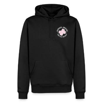 Bandade-Brigade Kleine Taten. Großes Herz. Druck auf der Brust - Männer Premium Bio Hoodie - Schwarz - Vorne - Nico (187cm)