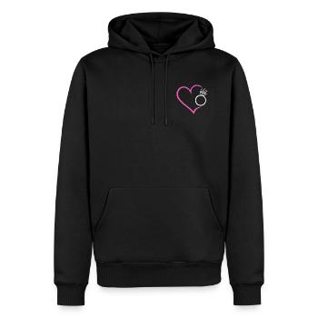 Coeur avec bague en diamant, alliance, alliance, mariée - Sweat à capuche Premium bio Homme - noir - Devant - Nico (187cm)