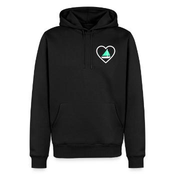 Heart Sailing – Design von Bootsliebhabern - Männer Premium Bio Hoodie - Schwarz - Vorne - Nico (187cm)