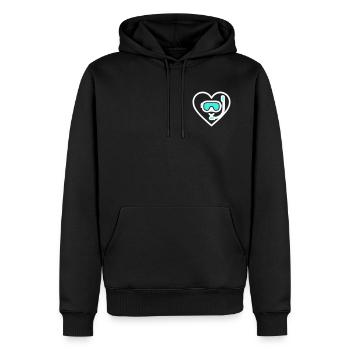Herztauchen – Ocean Lover Design - Männer Premium Bio Hoodie - Schwarz - Vorne - Nico (187cm)