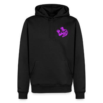 Bicep Curl Minimalist Gym - Purple Fitness Design - Sweat à capuche Premium bio Homme - noir - Devant - Nico (187cm)