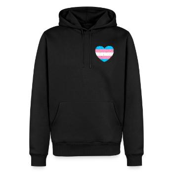 Cœur trans* | Dans un style vintage - Sweat à capuche Premium bio Homme - noir - Devant - Nico (187cm)