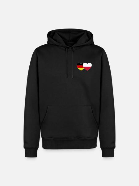 Germany Poland Flag Heart - Men’s Premium Organic Hoodie - black
