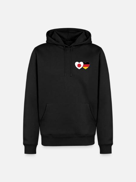 Japan Germany Flag Heart - Men’s Premium Organic Hoodie - black