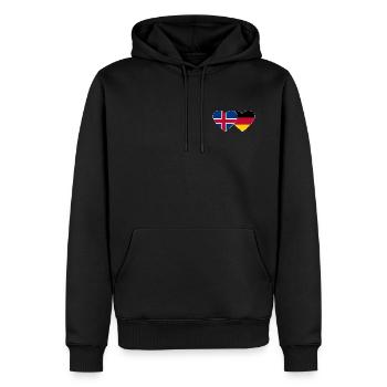 Islande Allemagne Flag Coeur - Sweat à capuche Premium bio Homme - noir - Devant - Nico (187cm)